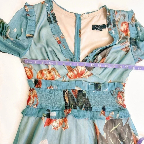 PatBo Carolina floral ruffle mini A-line dress size 2 - Picture 11 of 13
